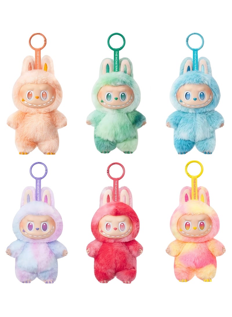 لابوبو مجموعة سلاسل مفاتيح دمى لابوبو ذا مونسترز القطيفة - 6 قطع - دلايات حقائب على شكل حيوانات محشوة بوجه فينيل لطيف مع حلقة تعليق | دلاية حقيبة ظهر ناعمة ورقيقة وزينة سيارة | هدية فنية ملونة قابلة للتجميع للفتيات والمراهقات - Image 3